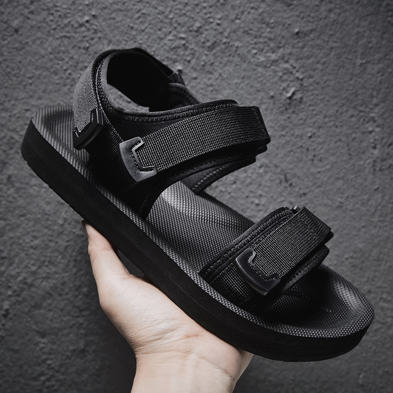 Men'S Shoes With Velcro - Adjustable Flat Sandals For Wide Foot