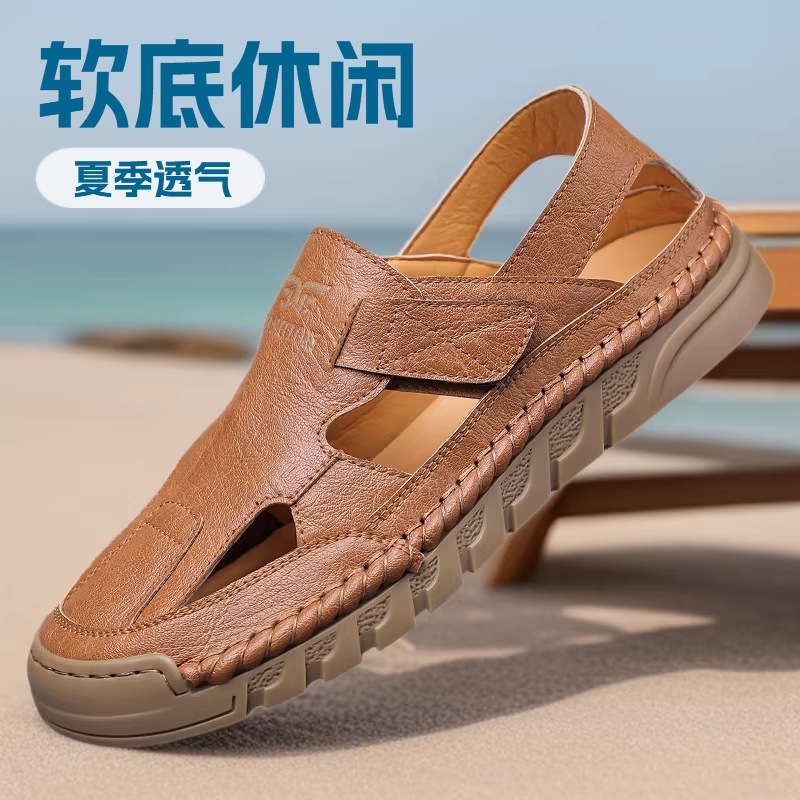 Men'S Shoes With Velcro - Hole shoes men's summer new handmade