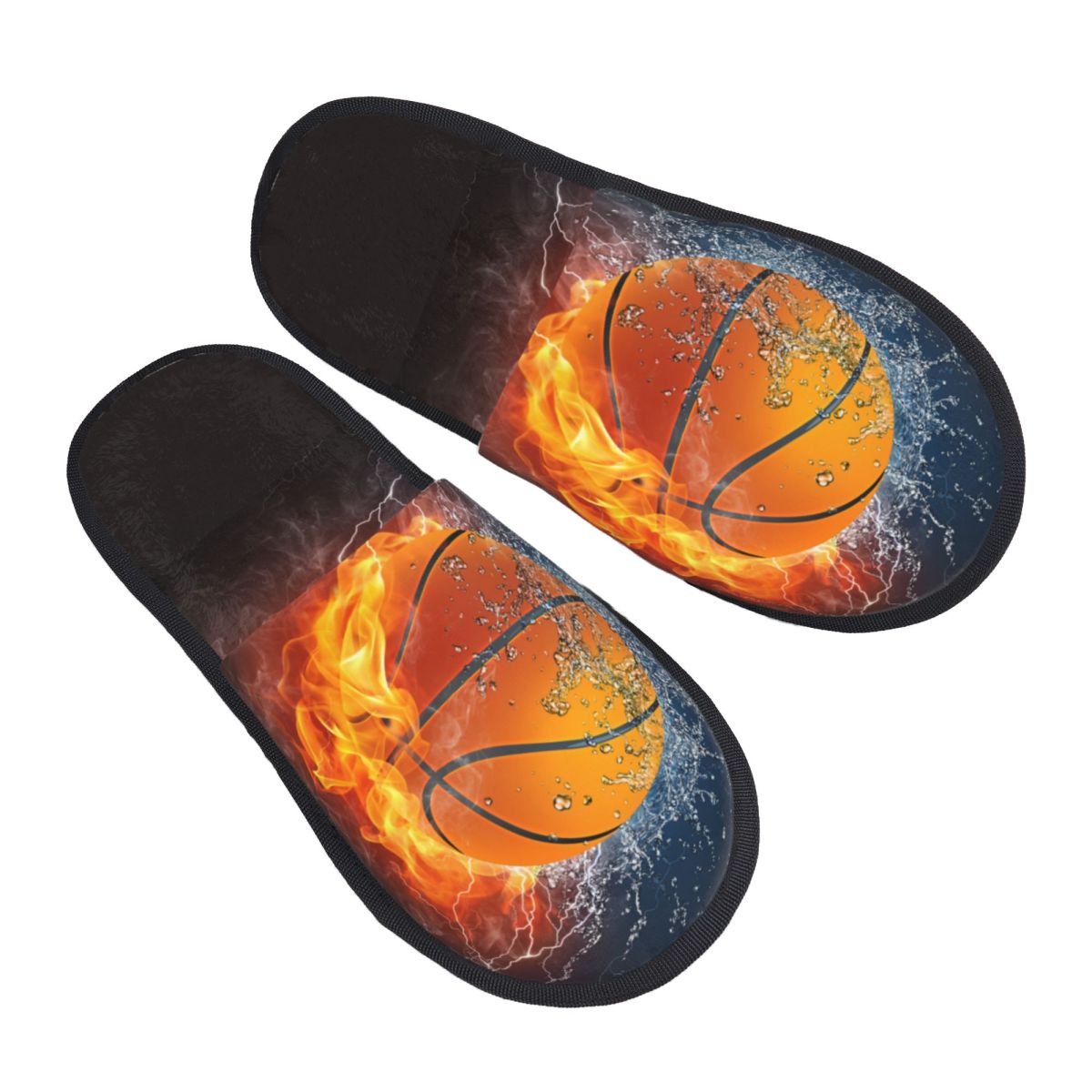 Men'S Shoes Basketball - Plush Indoor Slippers Basketball Ball On