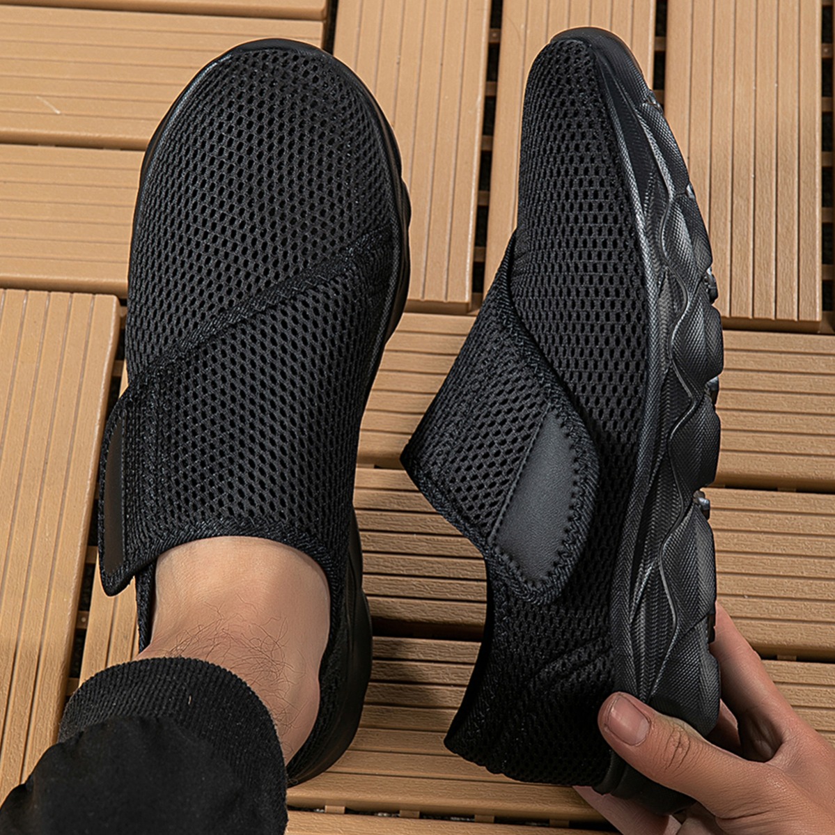 New Men Breathable Mesh Walkin - Men'S Shoes With Velcro review and price