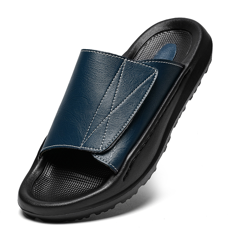 Easy-top Leather Slide Slipper - Men'S Shoes With Velcro review and price
