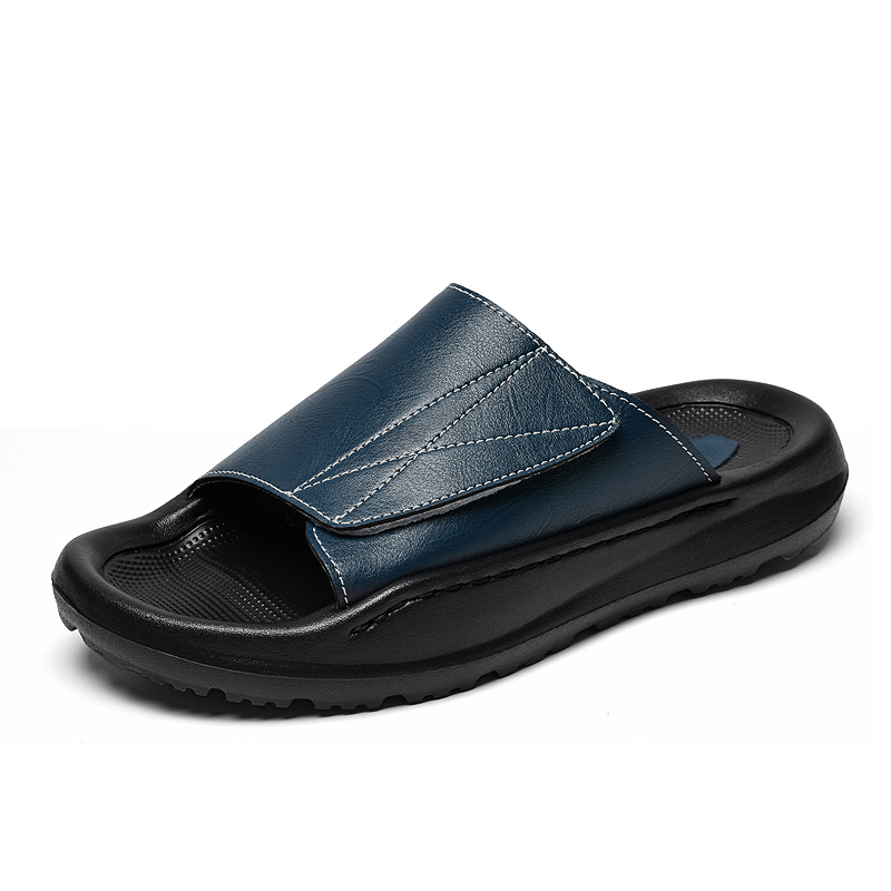 Easy-top Leather Slide Slipper - Men'S Shoes With Velcro review and price