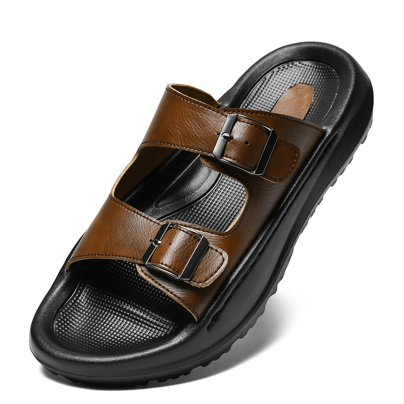 Mens Slip On Sandals Leather S - Men'S Shoes With Velcro review and price