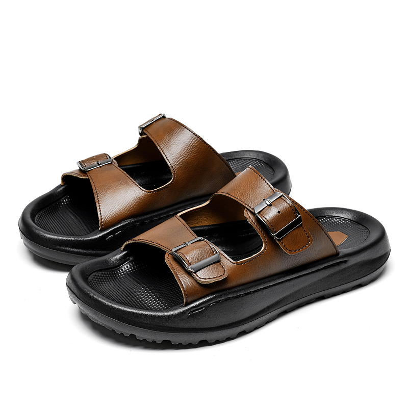 Mens Slip On Sandals Leather S - Men'S Shoes With Velcro review and price
