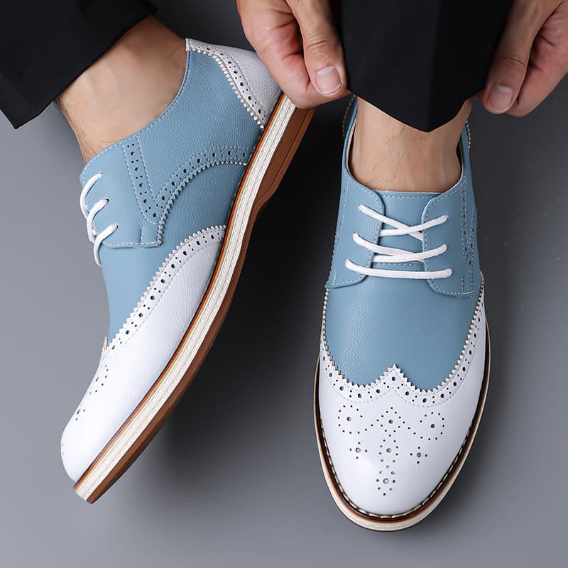 Mens White Blue Two Tone Brogu - Men'S Shoes Brogues review and price